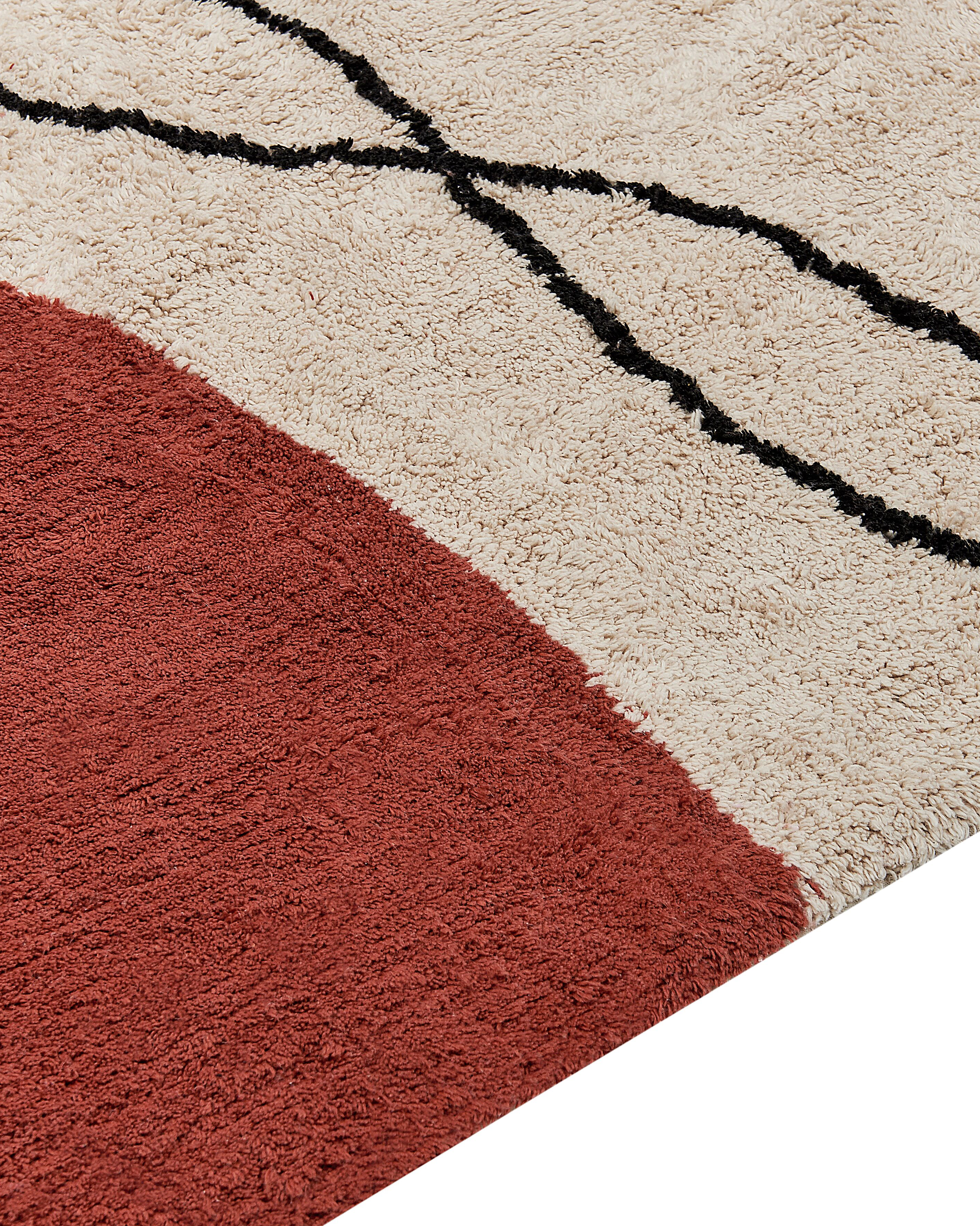 Cotton Area Rug 160 x 230 cm Beige and Red BOLAT_840008