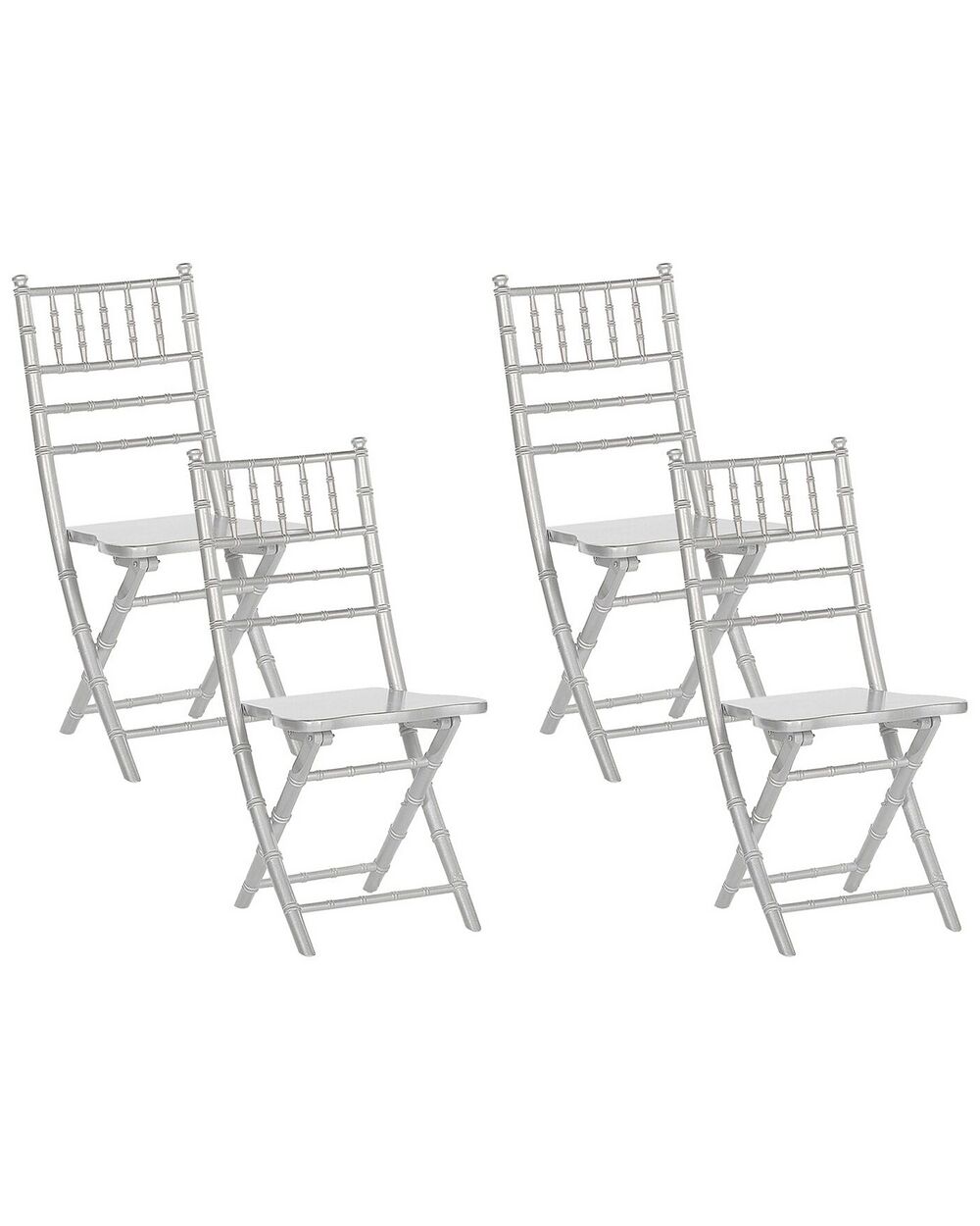 Lot de 4 chaises de salle à manger Pliant MACHIAS Bois de hêtre Argenté