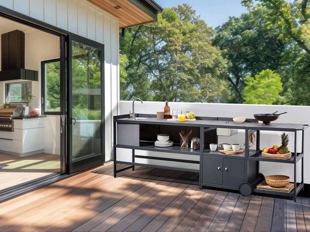 Conjunto de cocina de exterior con fregadero ORTISEI Gris grafito Metal