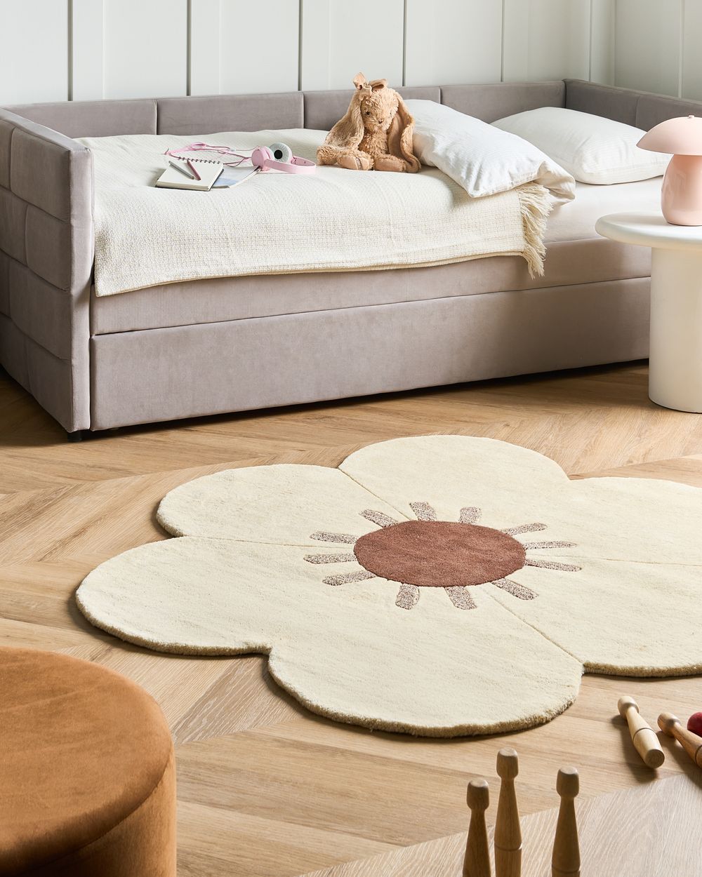 Covor MANALI Bej ø 140 cm Lână