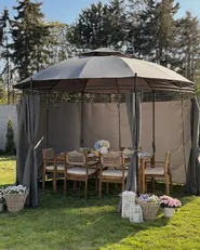 Gazebo SAFARA 368 cm 368 cm Metal Graphite Grey_1074474