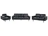 Living Room Set 6 Seater SOVIK Faux Leather Black