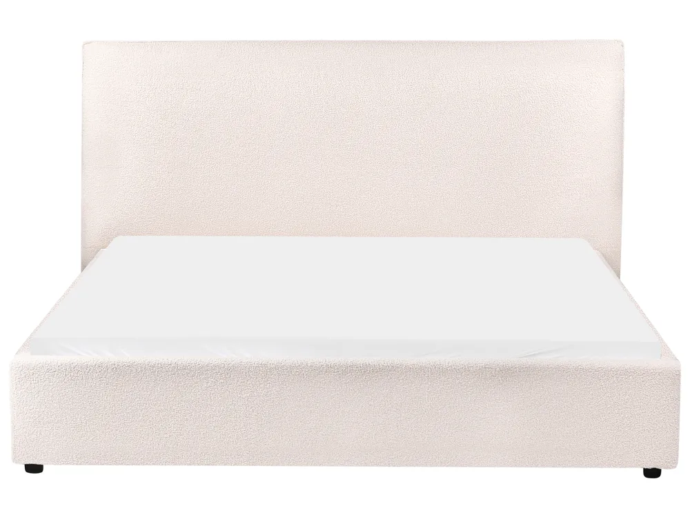 Lit avec sommier Bouclé LAVAUR 160 x 200 cm Blanc cassé_985472
