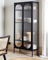 Glass Display Cabinet FOXTON 80 cm Metal Black_1199872