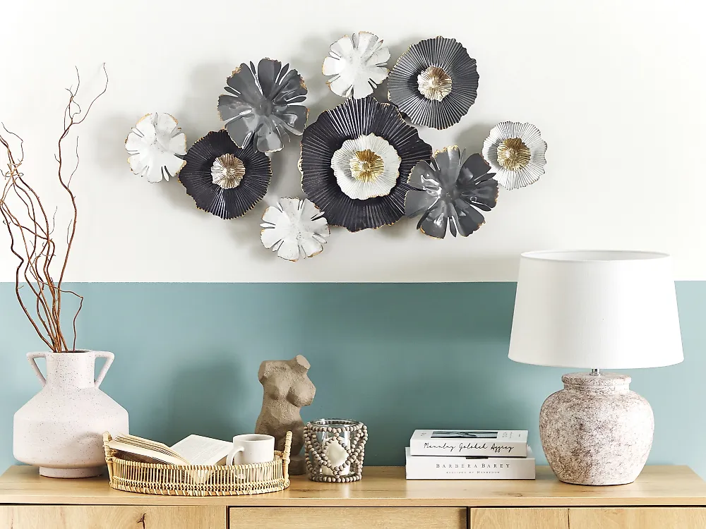 Décoration murale Fleur POTASSIUM 49 cm Métal Gris_1172810