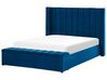 Letto matrimoniale ad acqua velluto blu con panca portaoggetti 140 x 200 cm NOYERS_915281