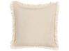 Coussin décoratif à franges avec motif oiseau 60 x 60 cm beige WATTLE_877686