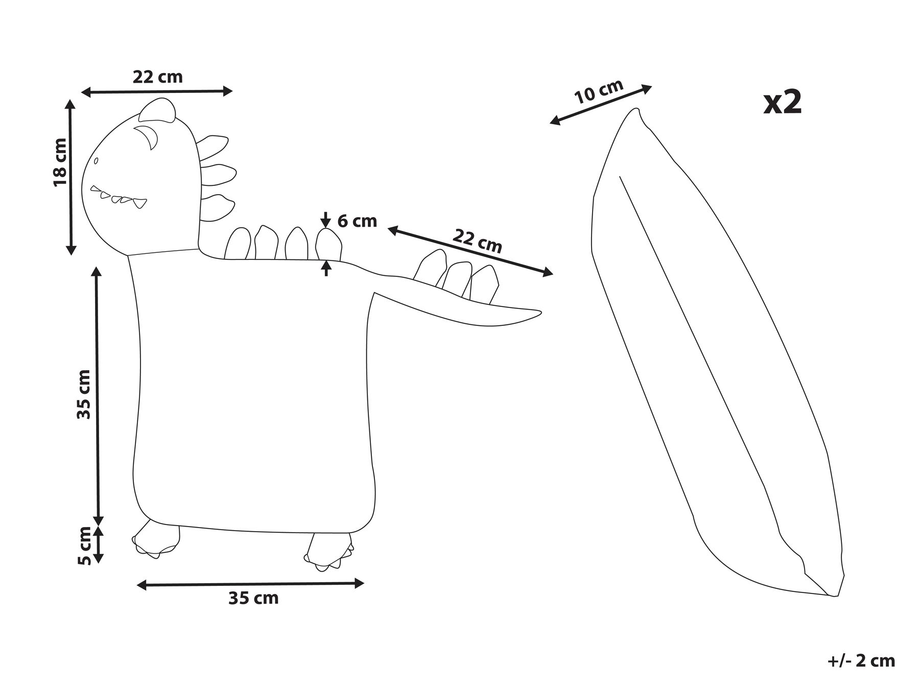 Set of 2 Cotton Kids Cushions Dinosaur 45 x 45 cm Green DINOS_941651