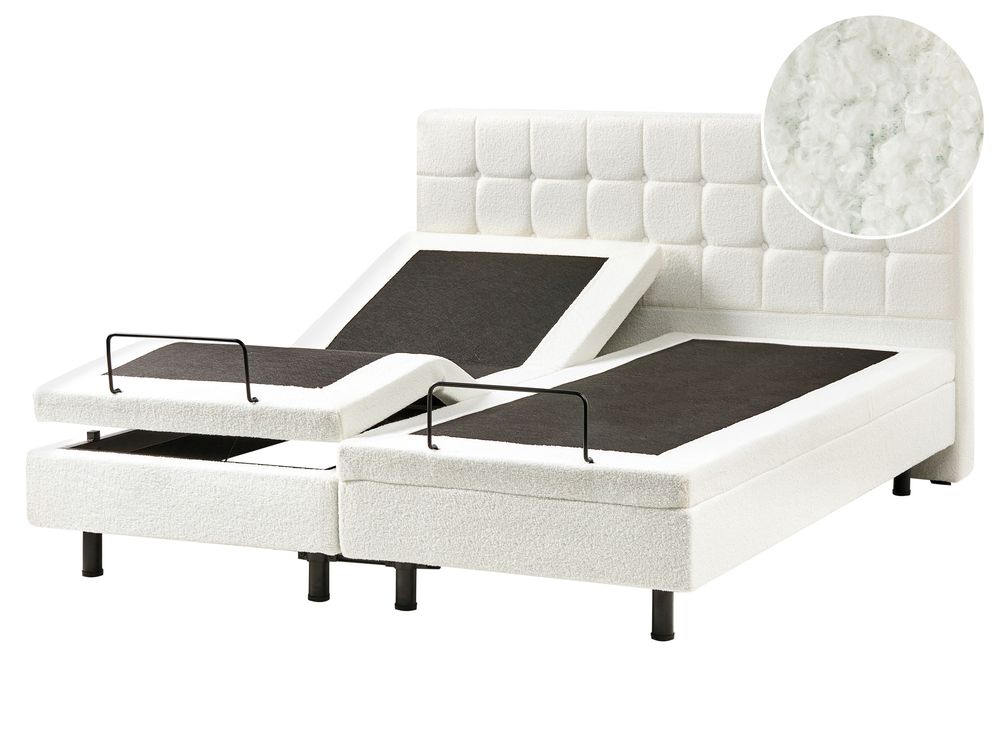 Lit réglable Bouclé DUKE 160 x 200 cm Blanc cassé