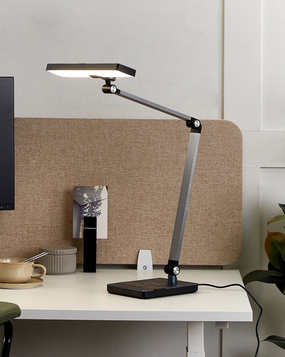 LED Desk Lamp LACERTA with Wireless Charger Metal Black