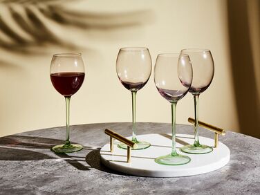 Set of 4 Red Wine Glasses 36 cl Pink and Green DIOPSIDE