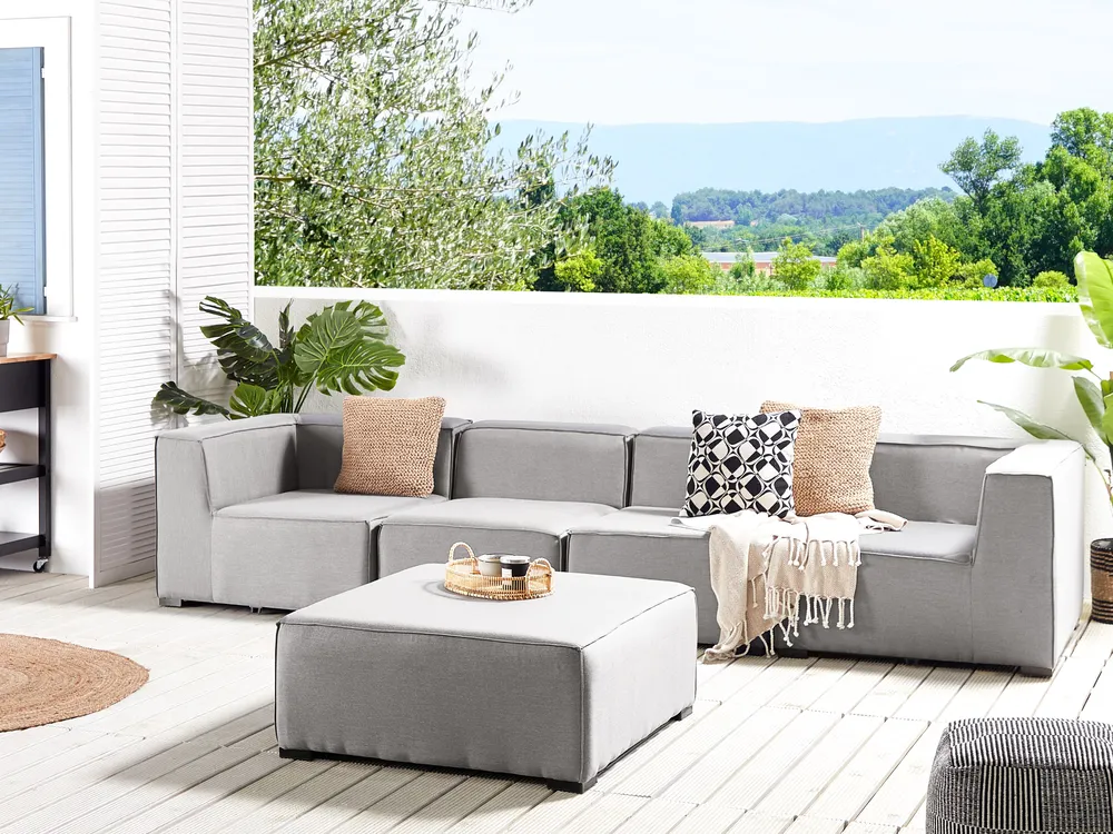 Sofa ogrodowa z otomaną dla 4 osób AREZZO Modułowy Jasnoszary