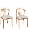 Esszimmerstuhl Gummibaumholz hellbraun / hellbeige 2er Set CRAIG_926557