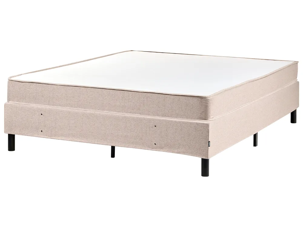 Divan Bed without Headboard Fabric COUNTESS 160 x 200 cm (EU King Size) Beige_1057610