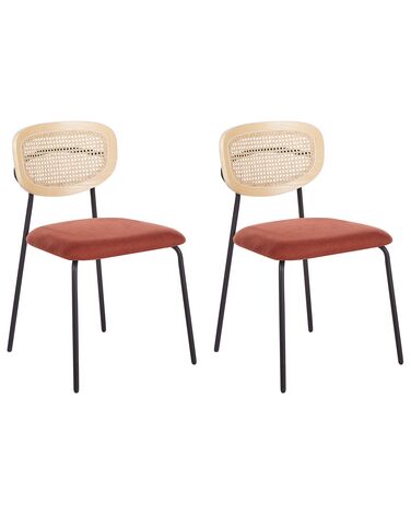 Set of 2 Fabric Dining Chairs Orange MAYETTA