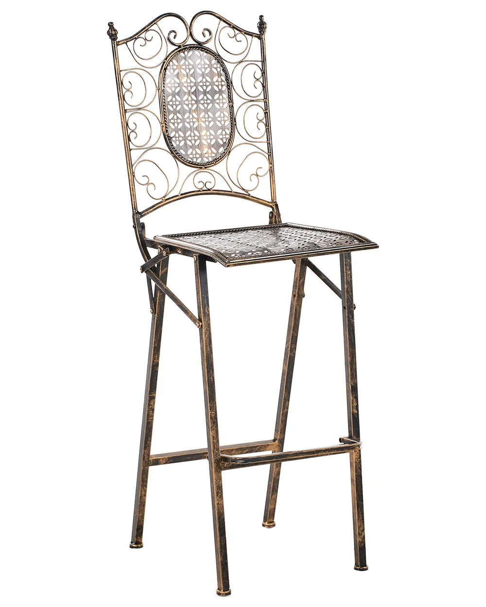 Set of 2 Garden Bar Chairs BORMIO Folding Metal Black_966365