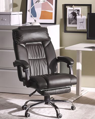 Reclining Faux Leather Executive Chair Black LUXURY