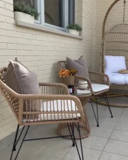 Hanging Chair with Stand ALLERA PE Rattan Beige_951392