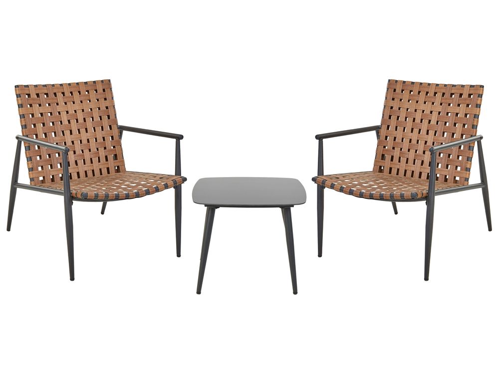 Bistro Set ZIRIA PE Rattan Brown