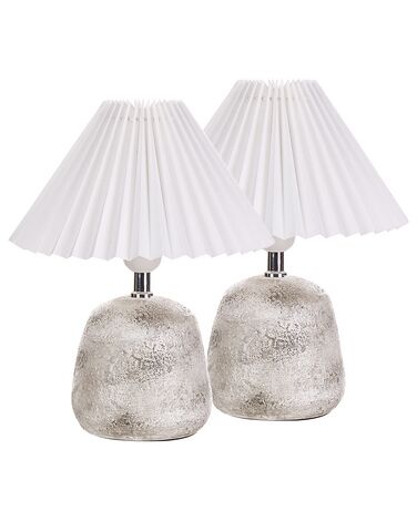 Sada 2 keramických stolních lamp šedé/bílé ZEYI