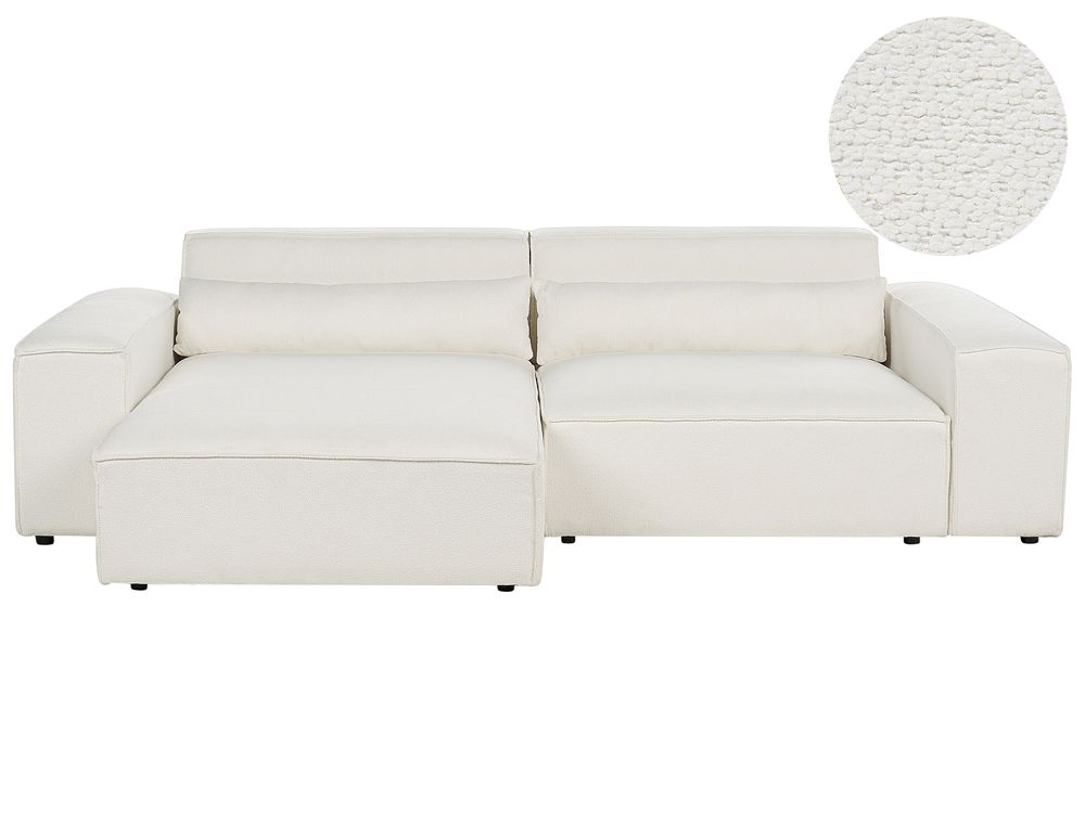 Modular Corner Sofa 3 Seater HELLNAR Boucle Off-White Right Hand