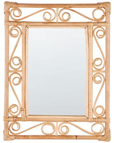 Espelho de parede em rattan claro 41 x 52 cm AMANU