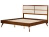 EU Super King Size Bed Dark Wood and Beige POISSY_927904