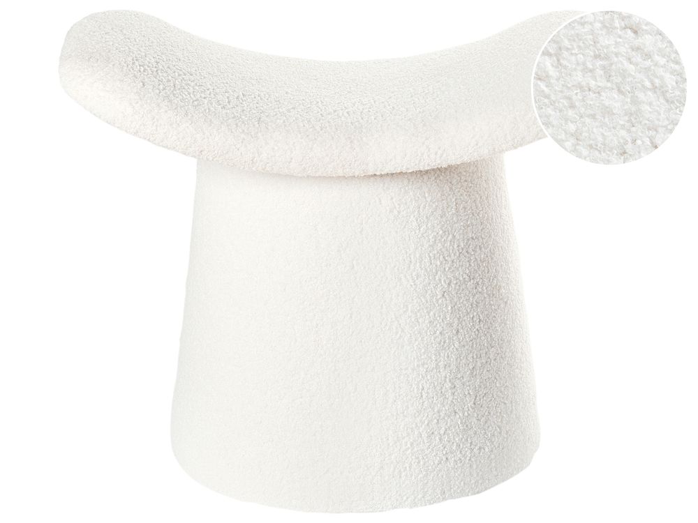 Pouf Getuftet RIDDLE Bouclé Cremeweiß