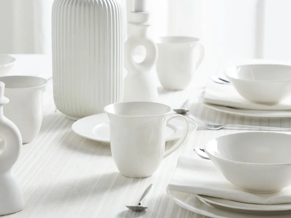 Set of 16 Dinnerware ELDERBERRY Porcelain White - Beliani.es