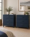 Set of 2 Bed Storage Drawers Pine Wood RUMILLY Navy Blue