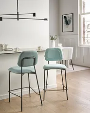 Set of 2 Bar Chairs DUETTE Fabric Light Blue_1015760