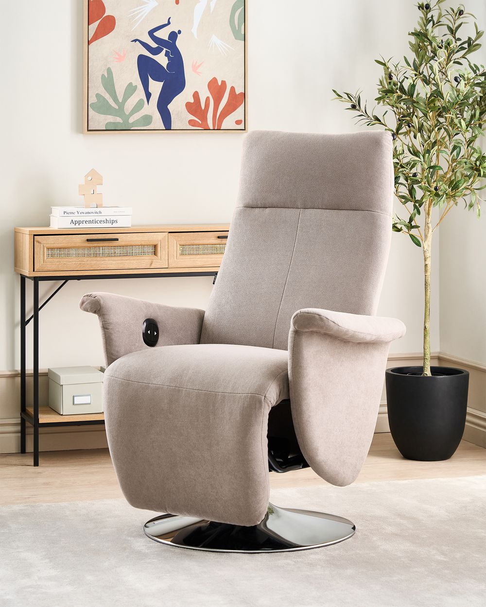 Fauteuil inclinable PRIME Repose-pieds inclus Tissu Taupe