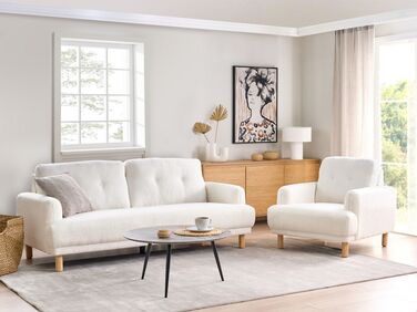 Boucle Living Room Set White TUVE