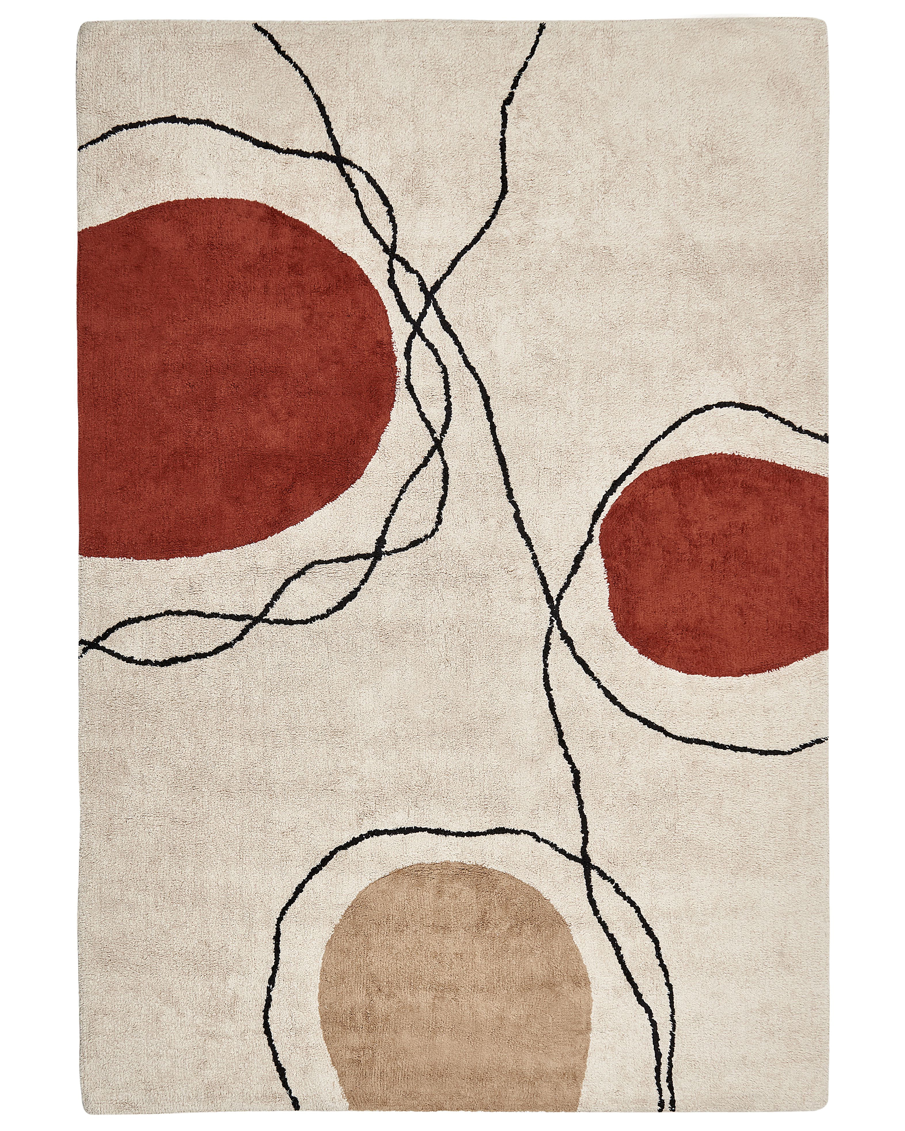 Cotton Area Rug 160 x 230 cm Beige and Red BOLAT_840005