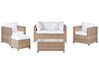 Lounge Set Rattan beige 4-Sitzer Auflagen cremeweiß MILANO_929437