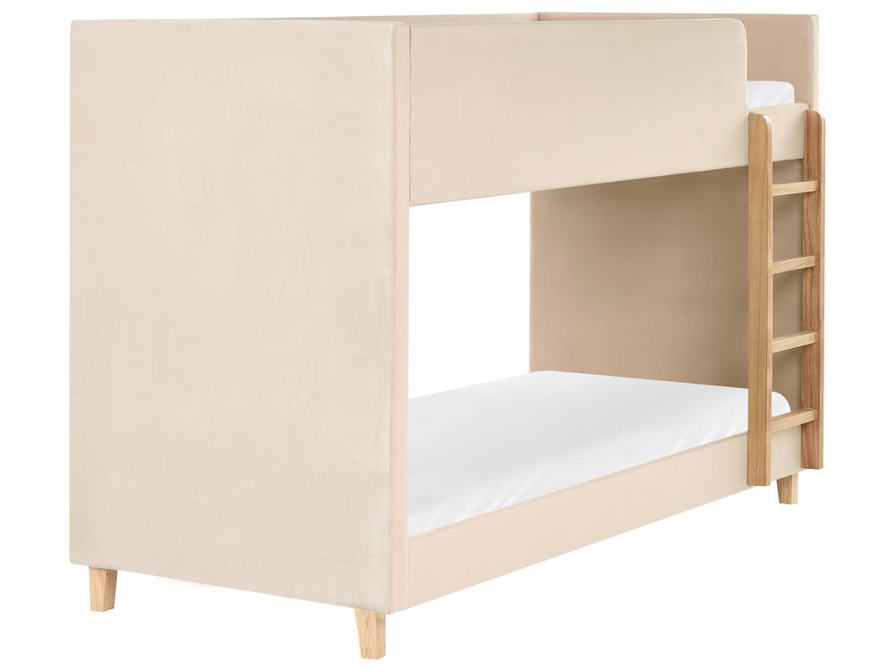 Hochbett Samtstoff CHOCQUES 90 x 200 cm Hellbeige