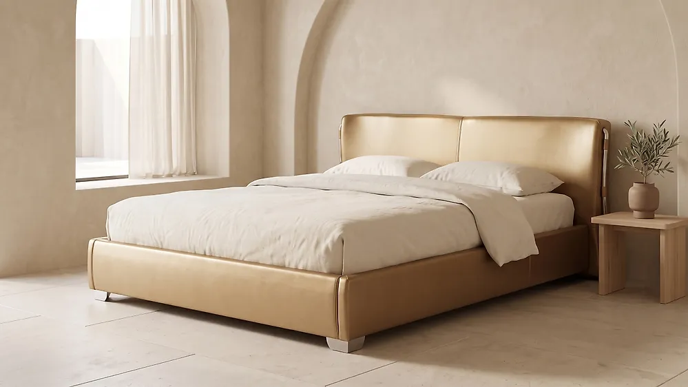 Bed Leather PARIS 180 x 200 cm (EU Super King) Gold_1178079