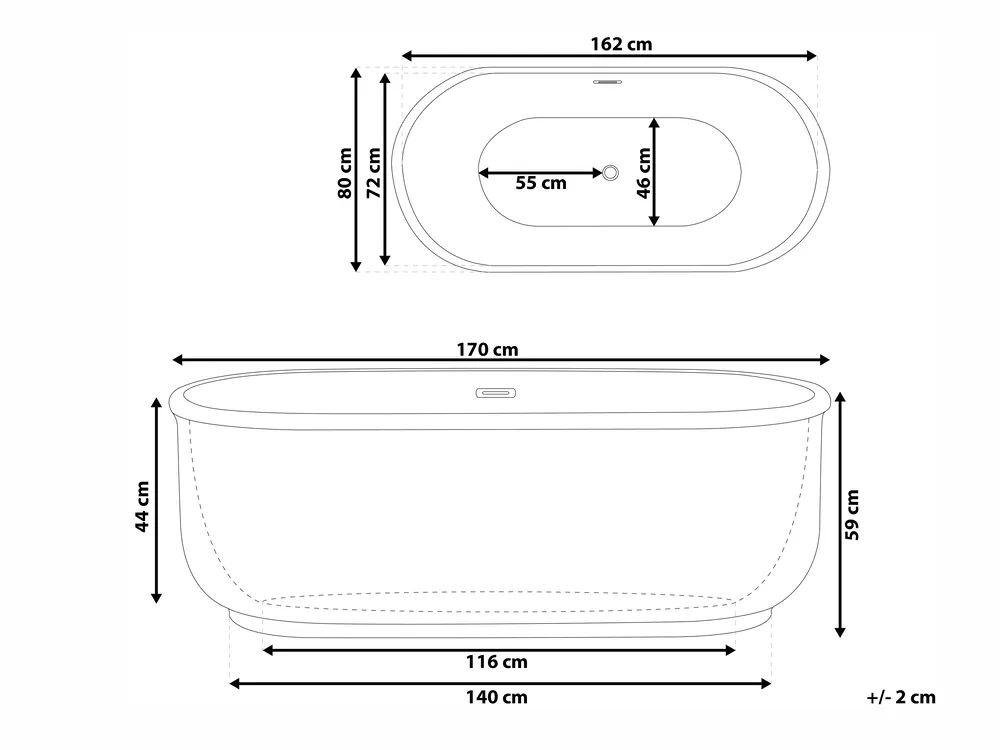 Freestanding Bathtub PINEL 1700 x 800 mm White_766546