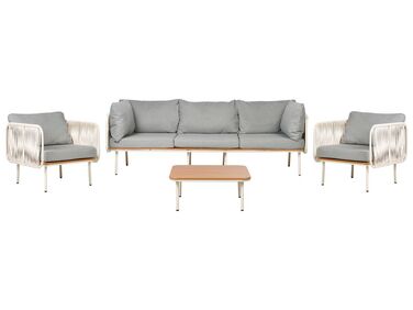 Lounge Set Aluminium weiß 5-Sitzer Auflagen grau mit Tisch SENISE