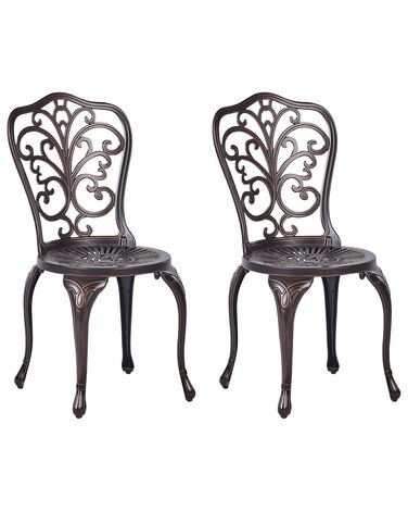 Set of 2 Garden Chairs Brown TRIORA