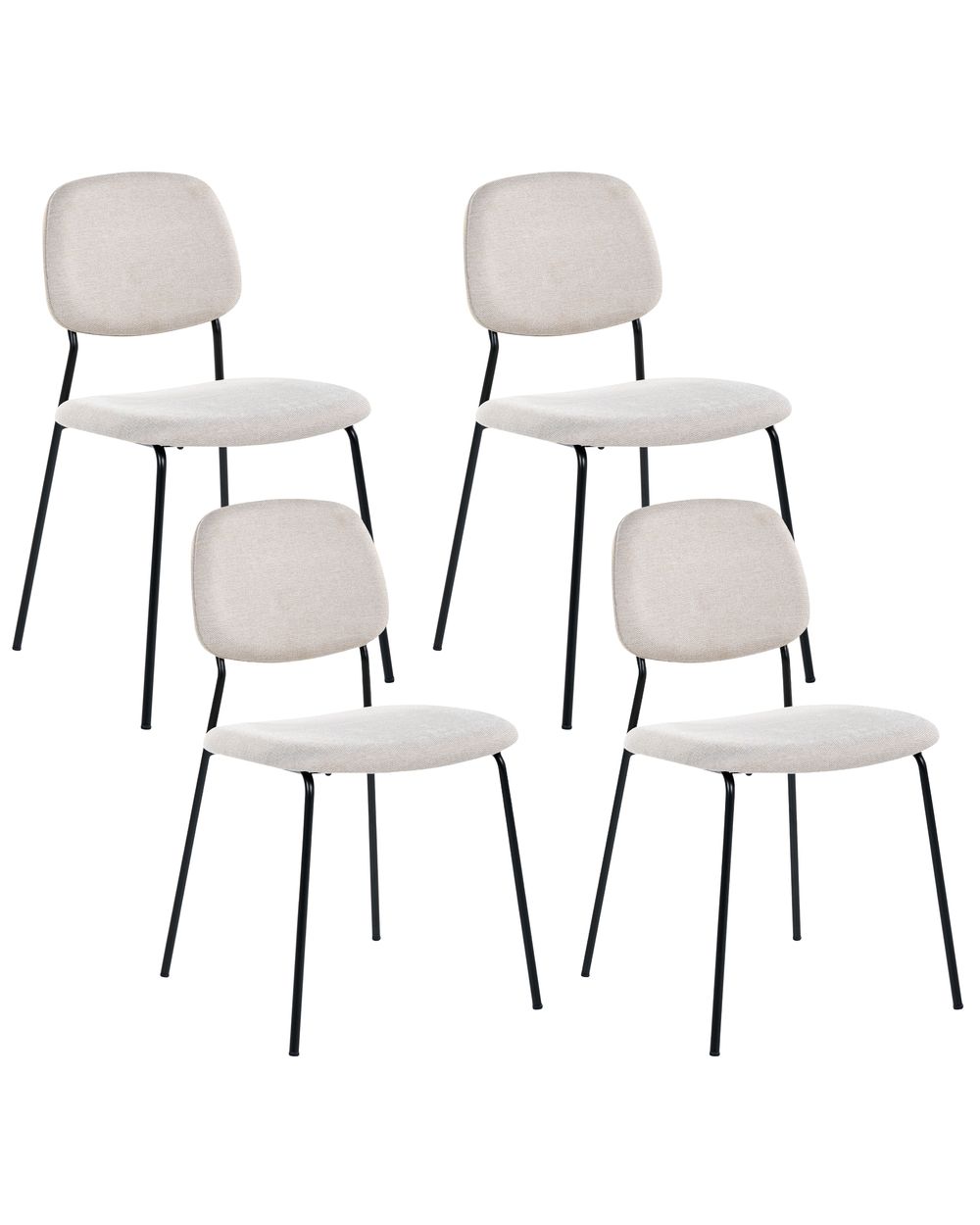 Set of 4 Dining Chairs RILEY Fabric Light Beige