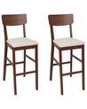 Set di 2 sedie da bar legno scuro e beige chiaro AMBLER_926582