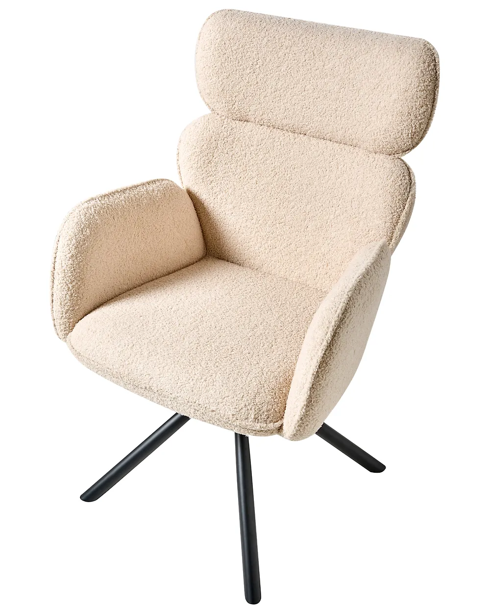 Chaise De Salle à Manger Pivotante - Dossier Incurvé - Tissu Bouclé Orange - Pieds En Chêne - Style Scandinave