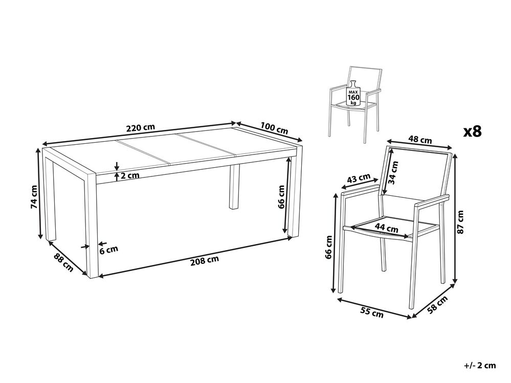 Set Tavolo Da Pranzo Con 4 Sedie GIANTEX - Vetro Temperato, Design Moderno E Compatto Per Cucina E Soggiorno - Foto 9