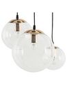 Lampe suspension 3 ampoules transparente / dorée LADON_715305