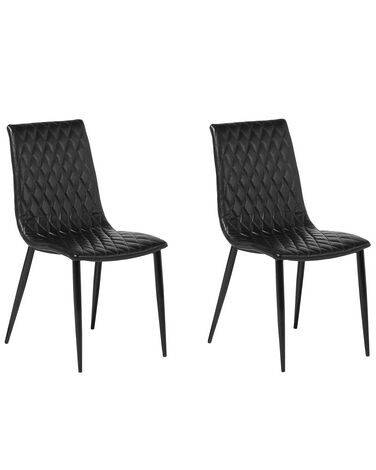 Conjunto de 2 sillas de comedor de piel sintética negra MONTANA