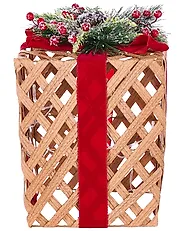 Zestaw 3 dekoracji świątecznych LED VELKUA 38/25/20 cm Prezenty świąteczne Brązowy_1179267