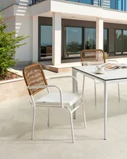 Set di 4 sedie da giardino con cuscini TACENO Metallo Bianco_1007758