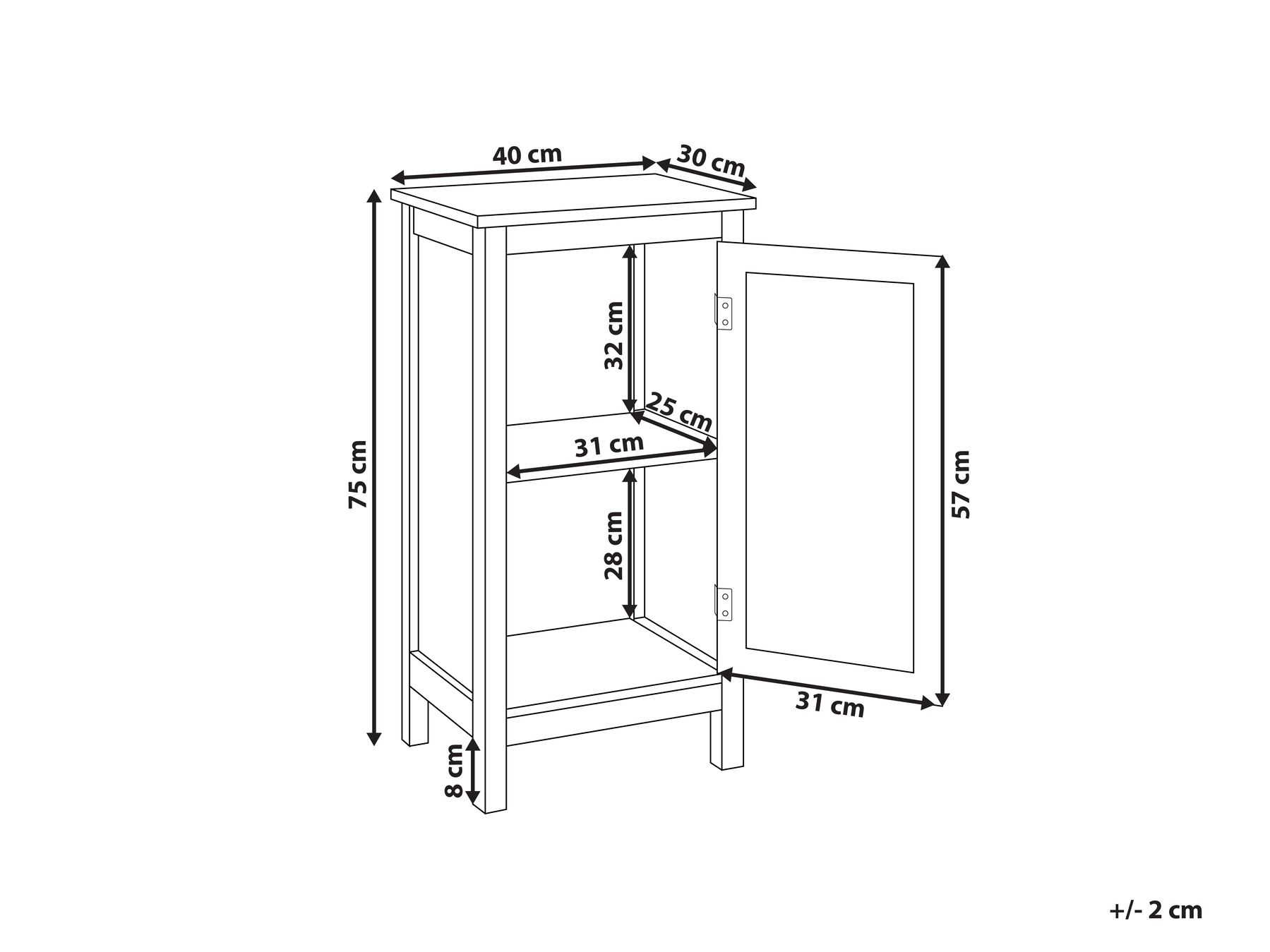 Bathroom Cabinet 30 x 75 cm White ALAMOS _959324