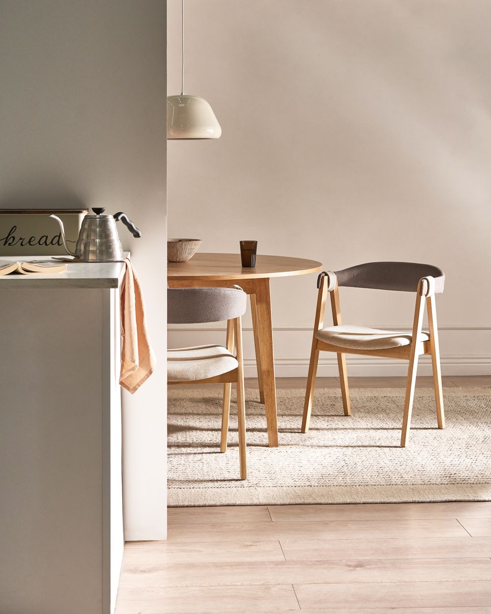 Set of 2 Dining Chairs DAY Light Brown/ Taupe